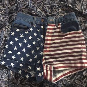 high waisted american flag shorts